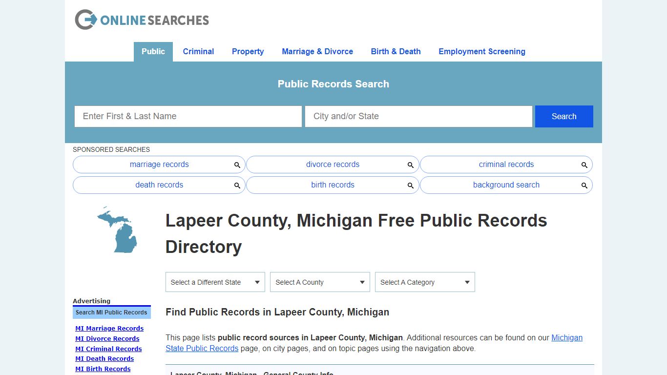 Lapeer County, Michigan Public Records Directory