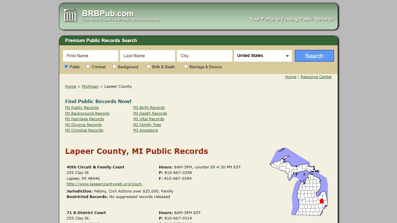 Lapeer County Public Records | Search Michigan Government Databases