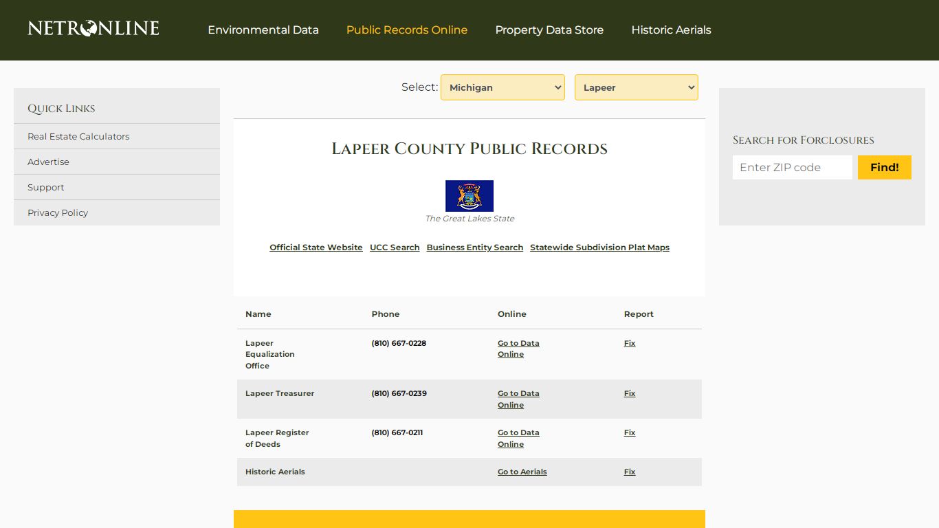 Lapeer County Public Records - NETROnline.com